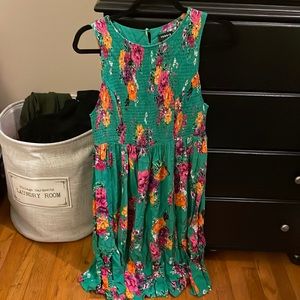 High neck Challis ruched top midi dress